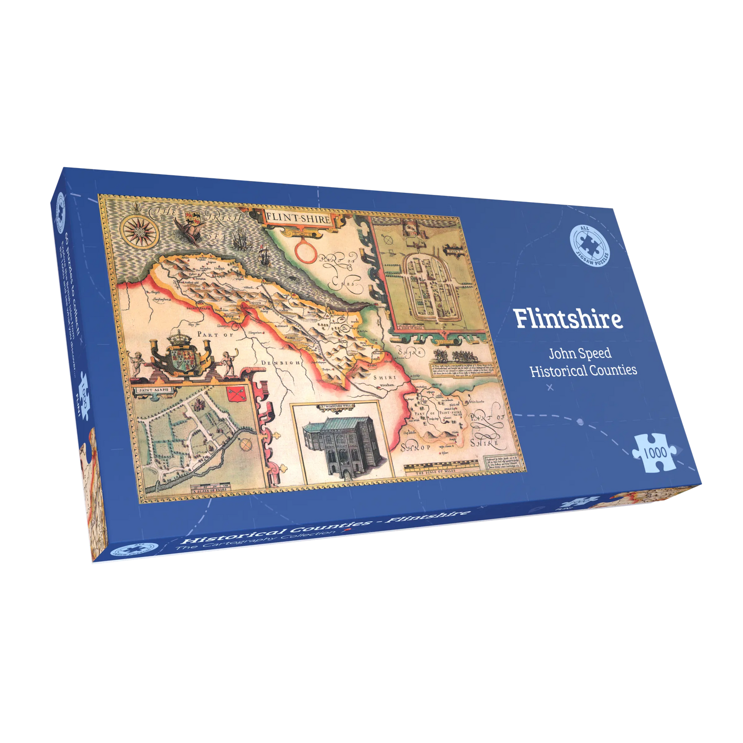 Flintshire Historical Map 1000 Piece Jigsaw Puzzle (1610)