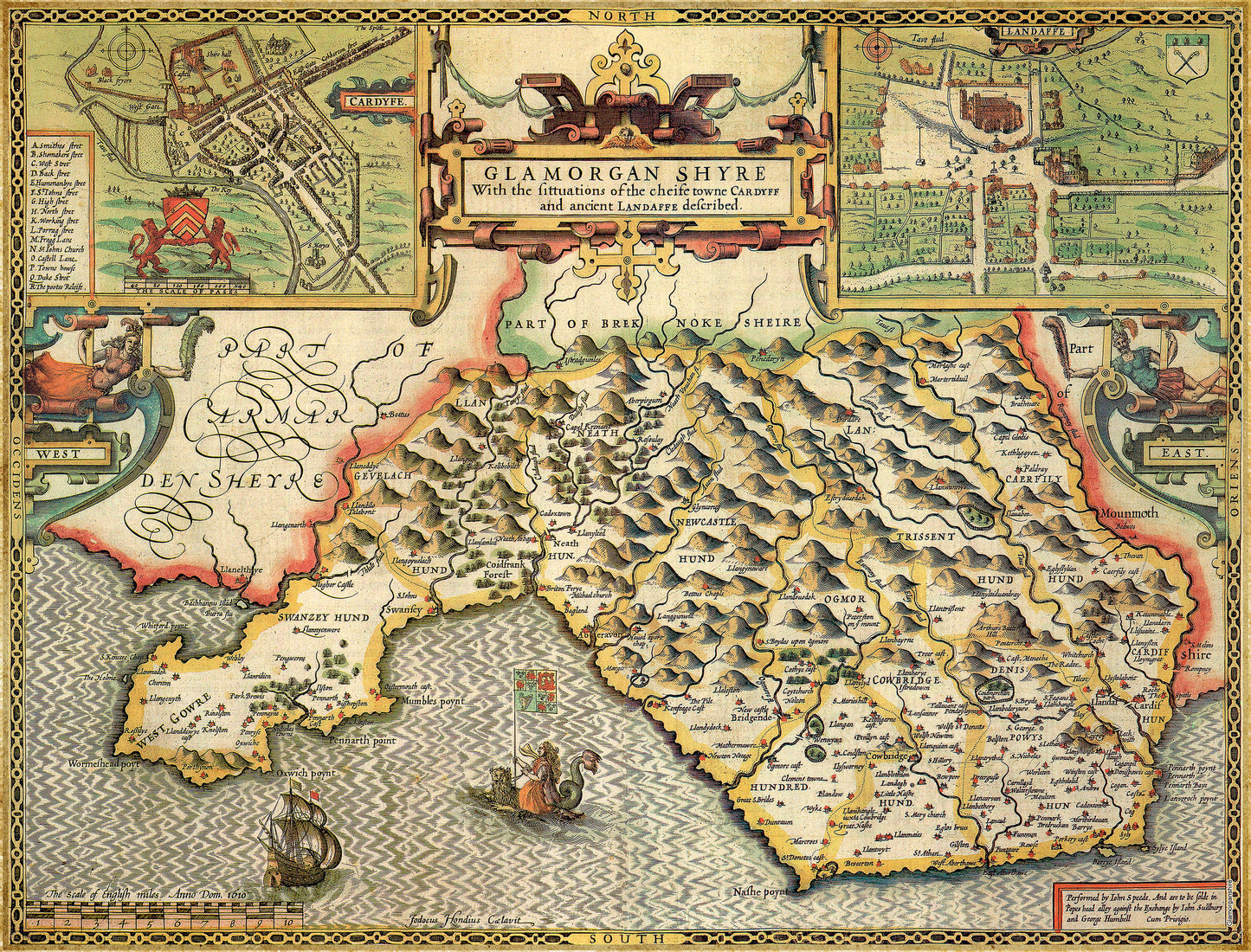 Glamorgan Historical Map 1000 Piece Jigsaw Puzzle (1610)
