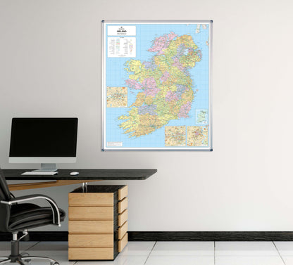 Ireland Political Map - Irish Wall Map with Roads and County Borders