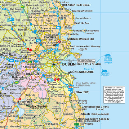 Ireland Political Map - Irish Wall Map with Roads and County Borders