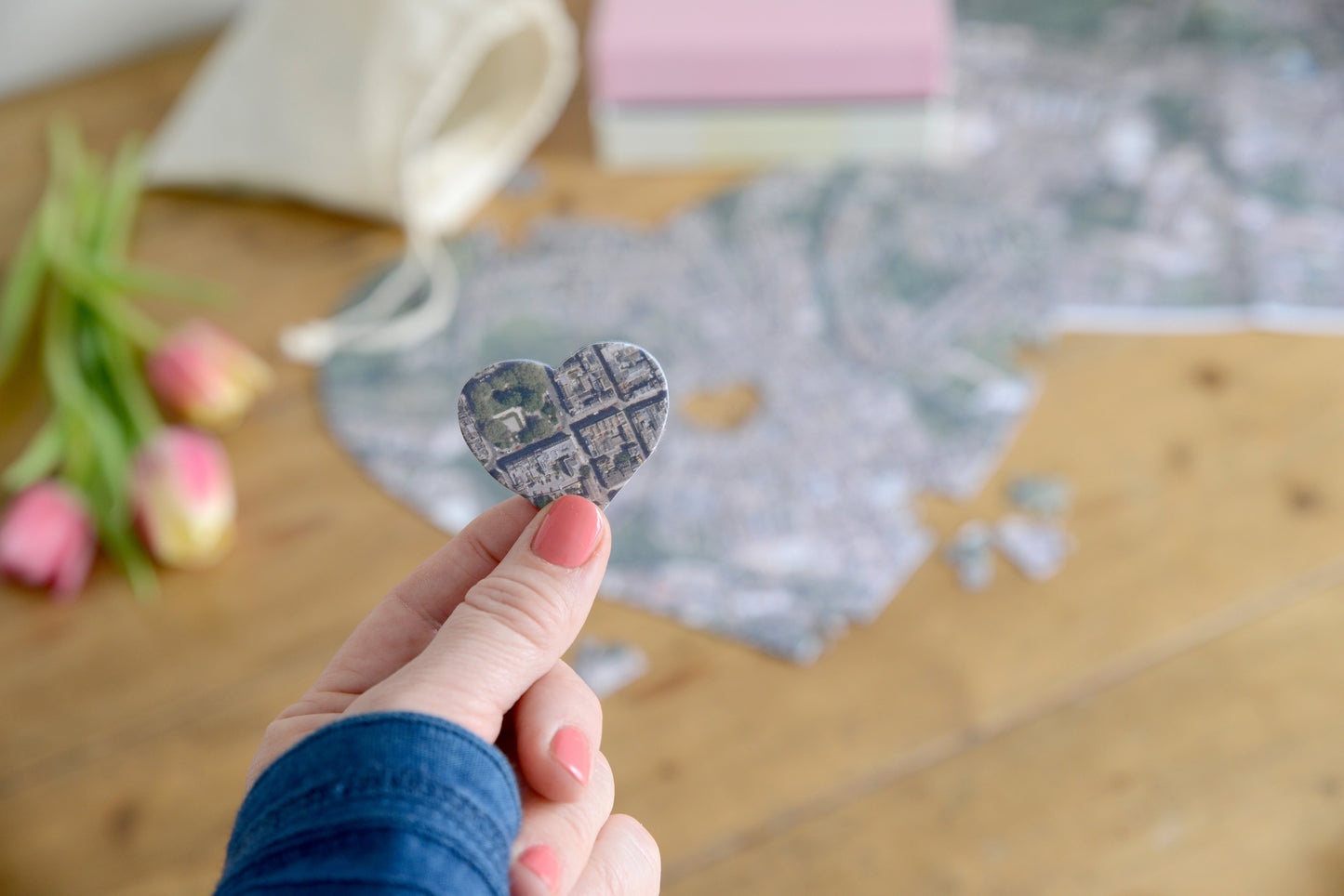 UK Hometown Heart-Shaped Map Jigsaw Puzzle