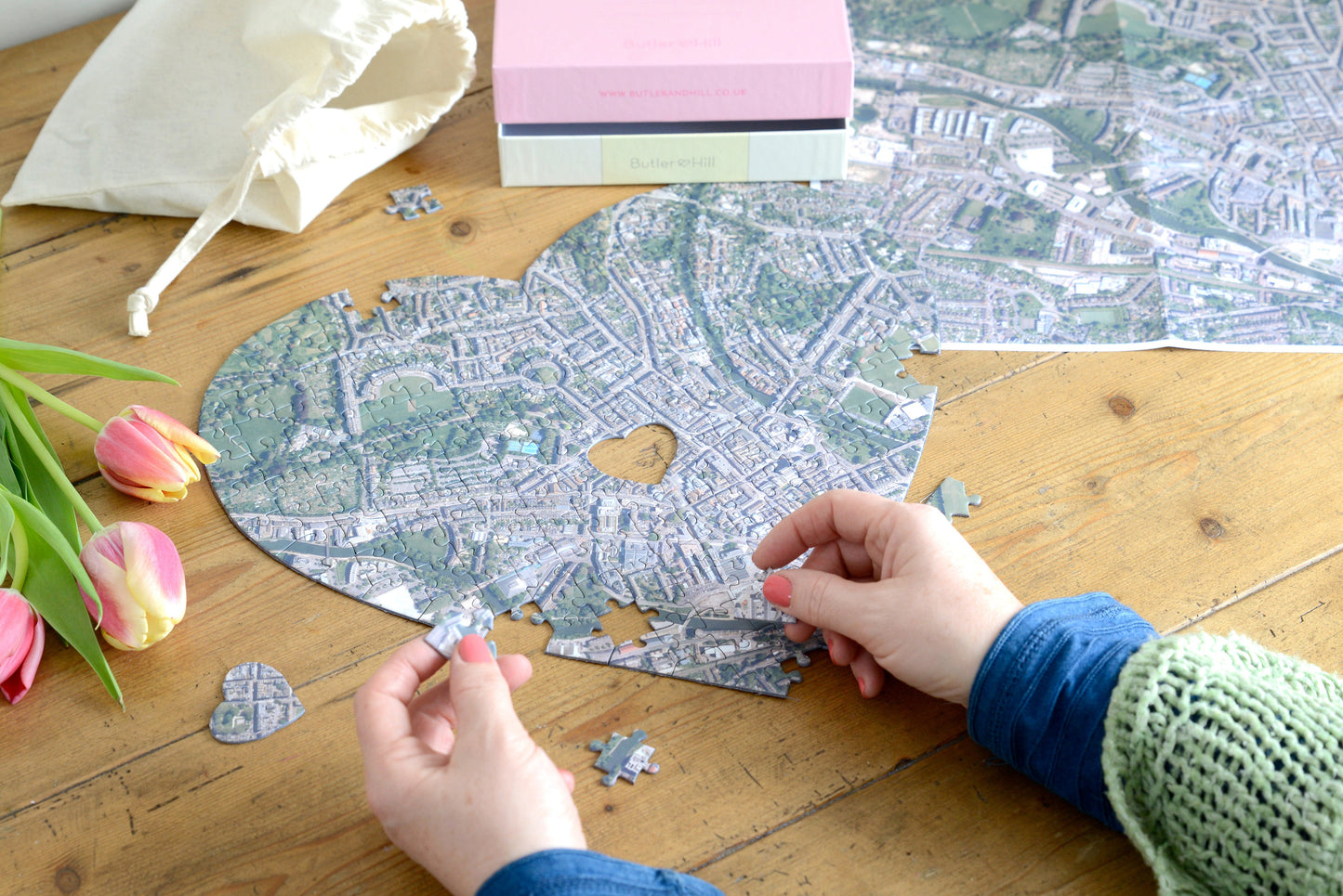 UK Hometown Heart-Shaped Map Jigsaw Puzzle