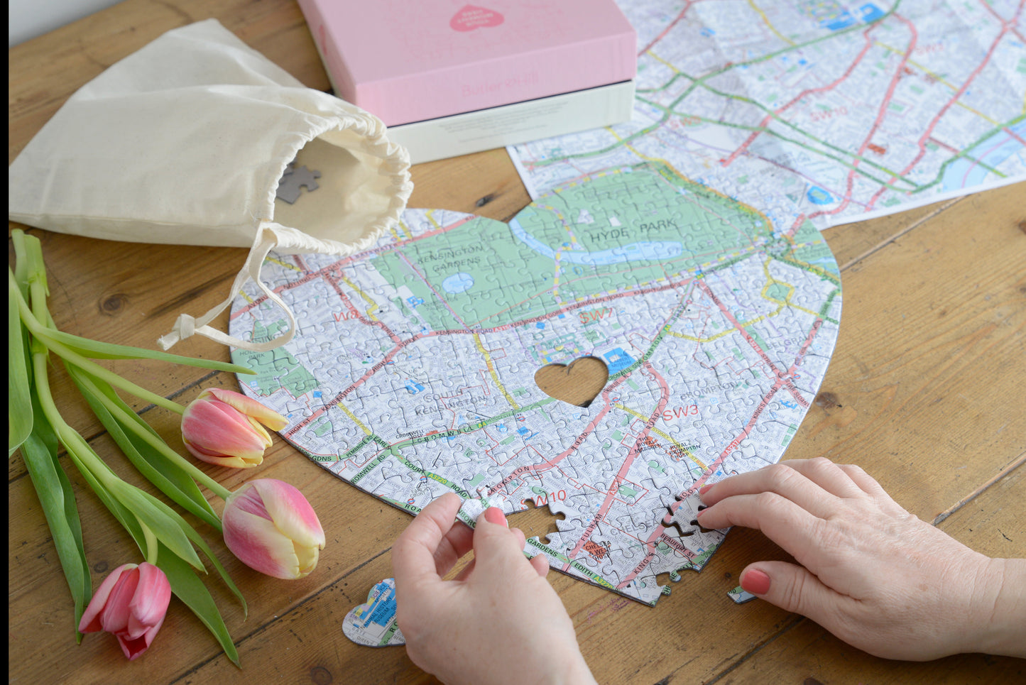 UK Hometown Heart-Shaped Map Jigsaw Puzzle