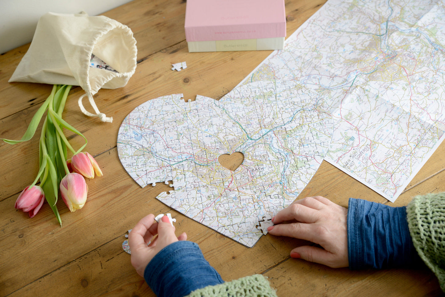 UK Hometown Heart-Shaped Map Jigsaw Puzzle