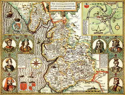 Lancashire Historical Map 1000 Piece Jigsaw Puzzle (1610)
