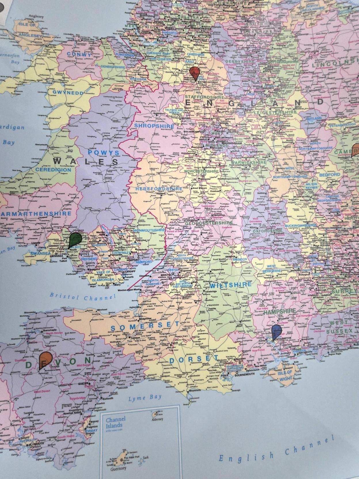 Ward Map Sticker Map Stickers for Wall Maps – Geopacks