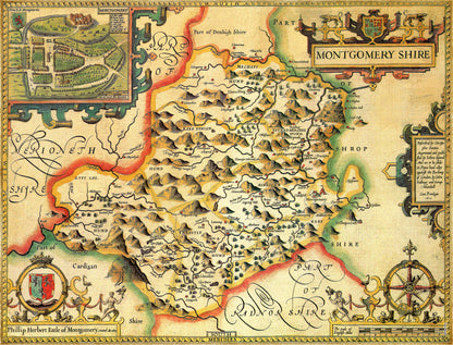 Montgomeryshire Historical Map 1000 Piece Jigsaw Puzzle (1610)