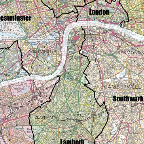 Greater London Authority Boroughs Wall Map