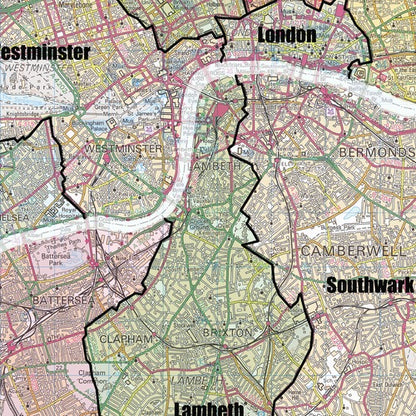 Greater London Authority Boroughs Wall Map