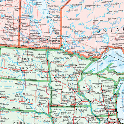 North America Wall Map - Atlas of Canada