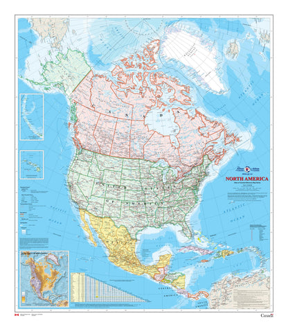 North America Wall Map - Atlas of Canada