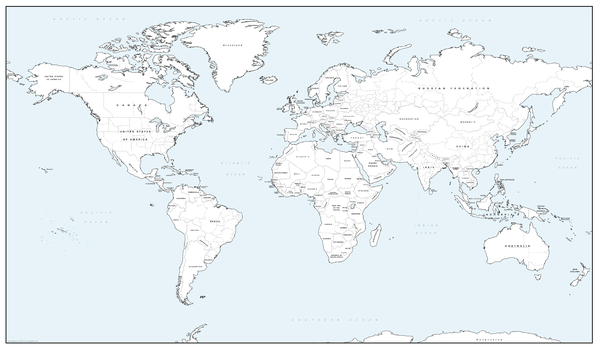Detailed World Colouring Map