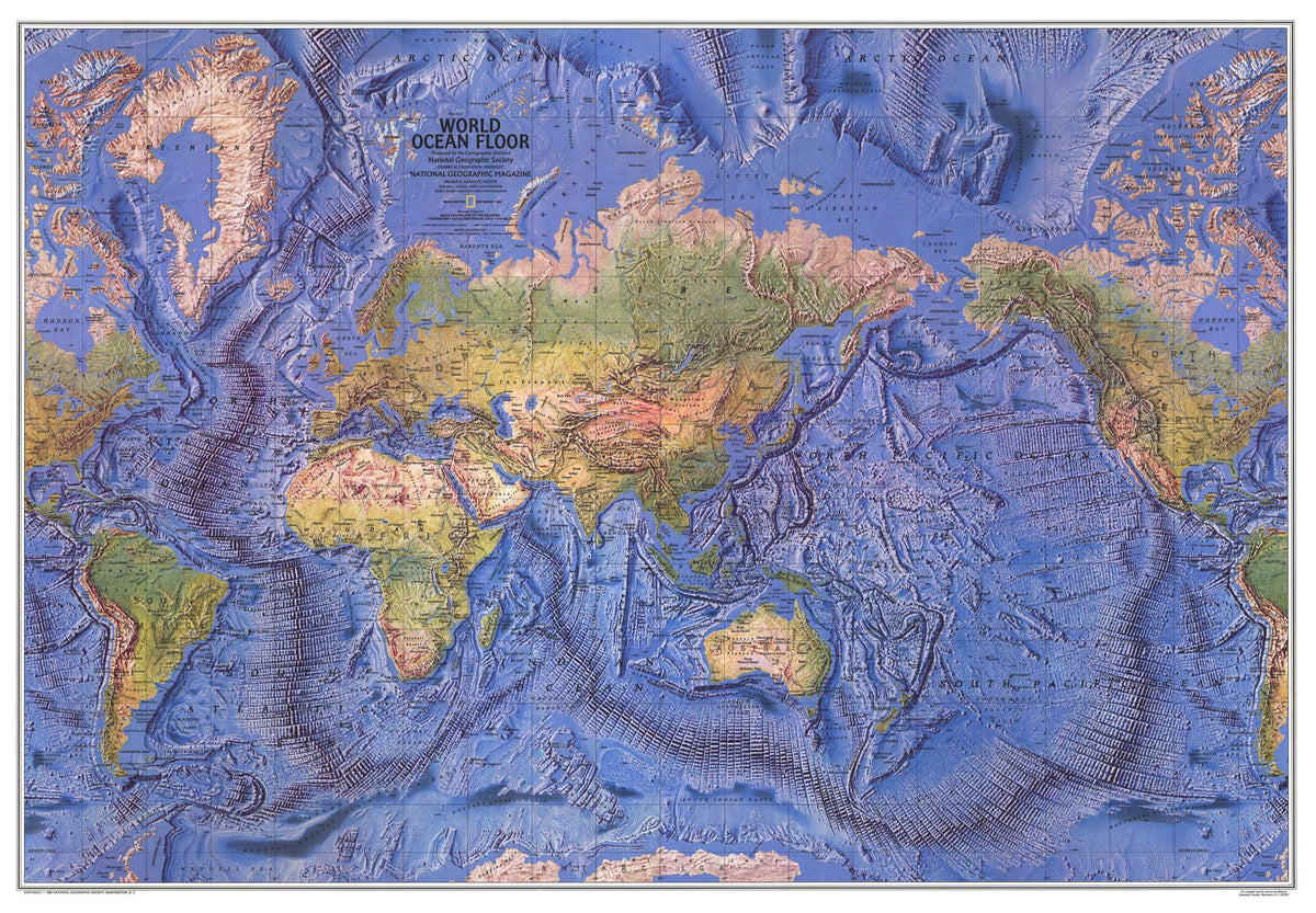 World Ocean Floor Wall Map - Published 1981