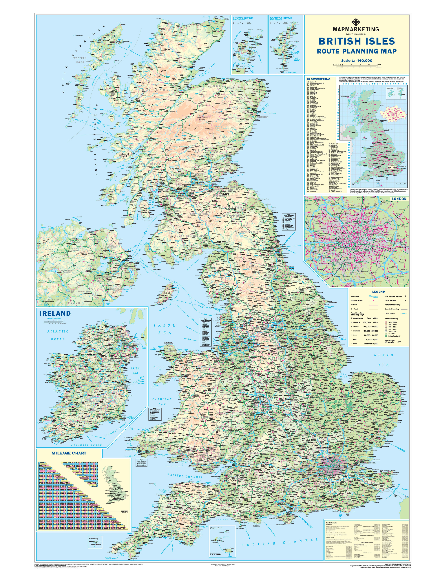Supersize British Isles Motoring Wall Map