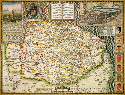 Norfolk Historical Map 1000 Piece Jigsaw Puzzle (1610)
