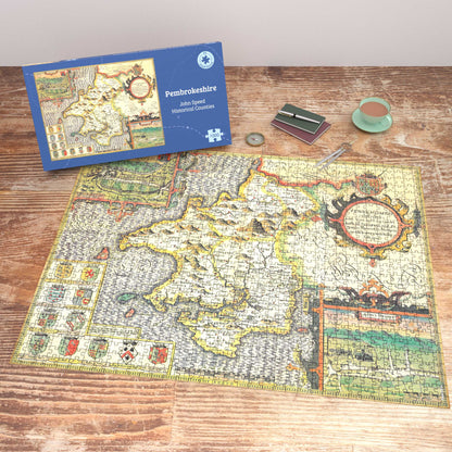 Pembrokeshire Historical Map 1000 Piece Jigsaw Puzzle (1610)