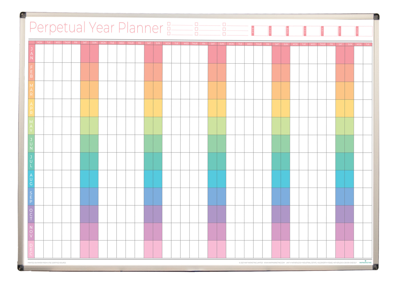 Perpetual Laminated Year Wall Planner - New Design