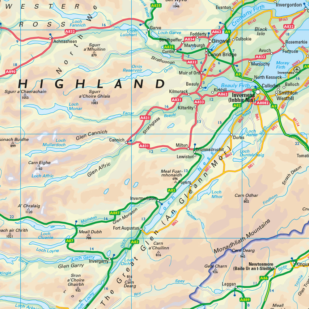 Scotland Road Map  - Laminated Wall Map of Scotland