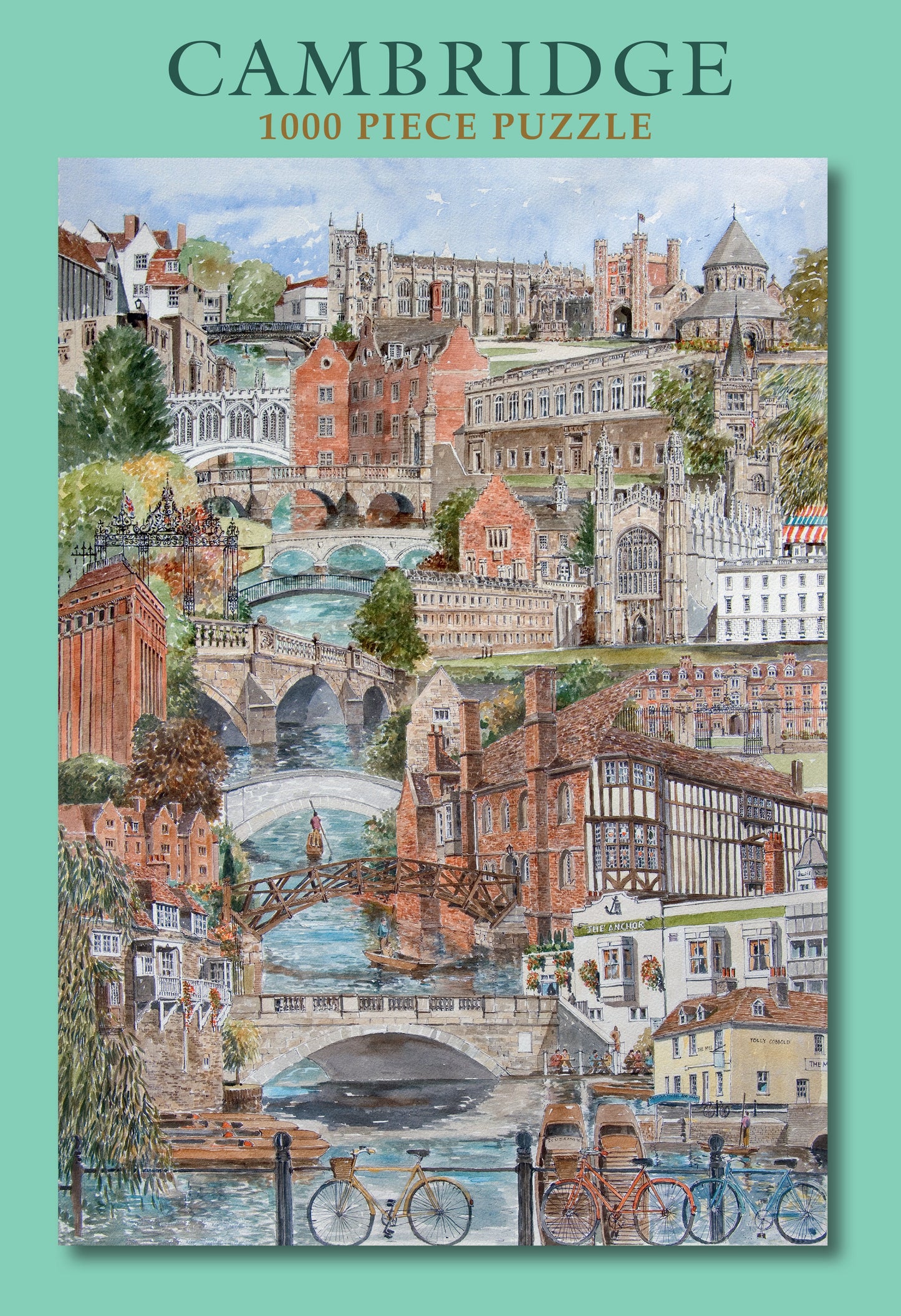 Cambridge Map by Phil Martin 1000 Piece Jigsaw Puzzle