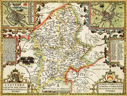 Staffordshire Historical Map 1000 Piece Jigsaw Puzzle (1610)