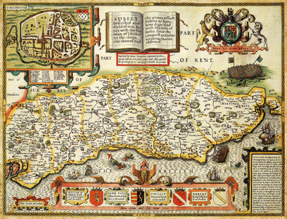 Sussex Historical Map 1000 Piece Jigsaw Puzzle (1610)