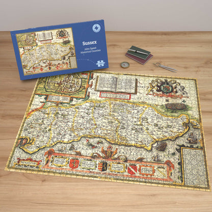 Sussex Historical Map 1000 Piece Jigsaw Puzzle (1610)