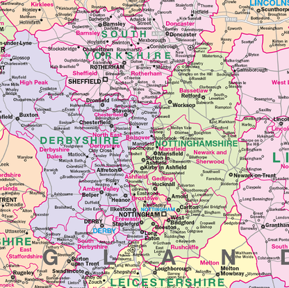 NEW BRITISH ISLES COUNTIES MAP - COUNTY WALL MAP OF UK AND IRELAND