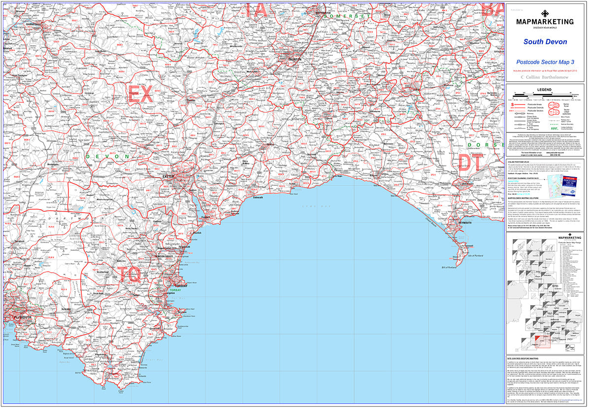 South Devon Postcode Map - Sector Map 3