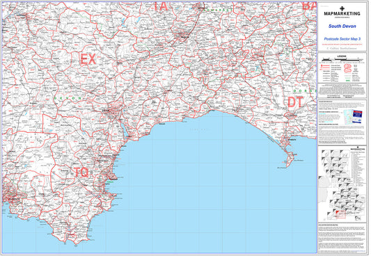 South Devon Postcode Map - Sector Map 3
