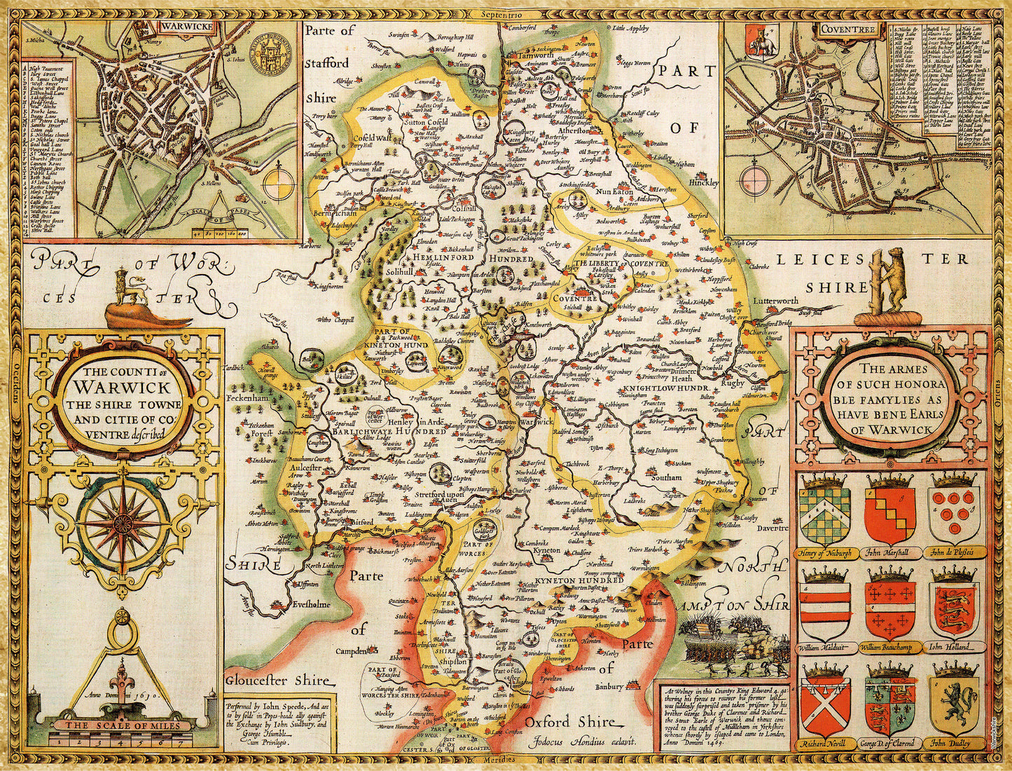 Warwickshire Historical Map 1000 Piece Jigsaw Puzzle