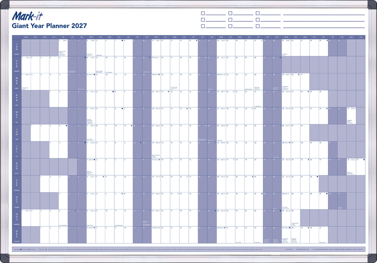 2027 YEARLY WALL PLANNER - MARK IT