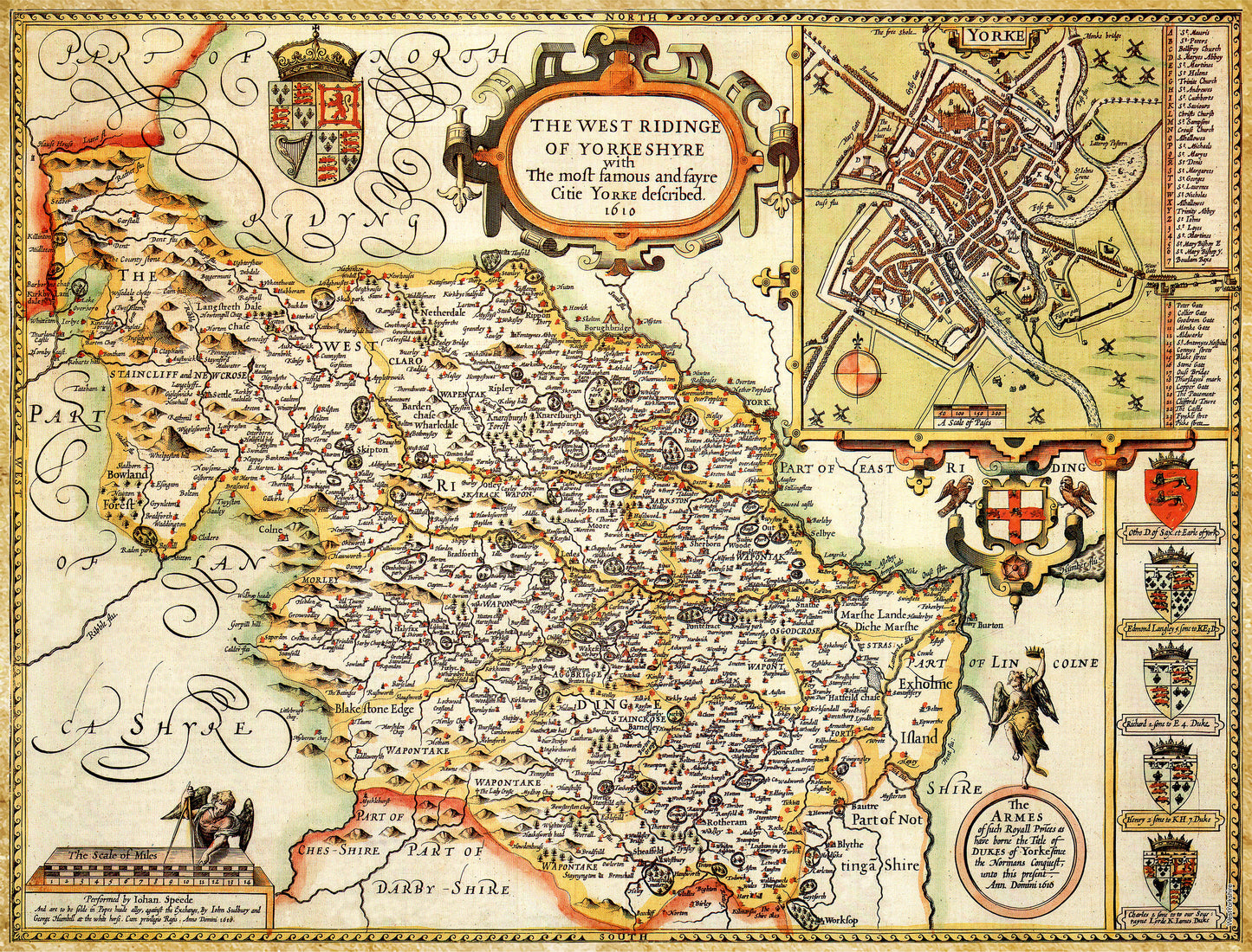 Yorkshire West Riding Historical Map 1000 Piece Jigsaw Puzzle (1610)
