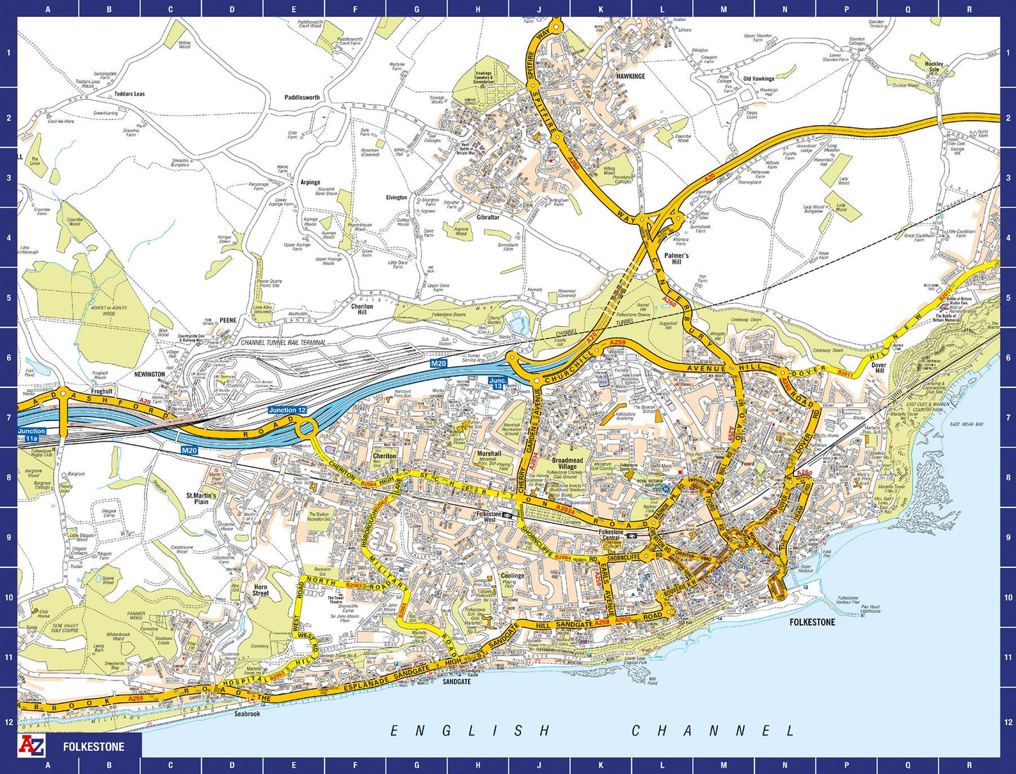 A to Z Map of  Folkestone 1000 Piece Jigsaw