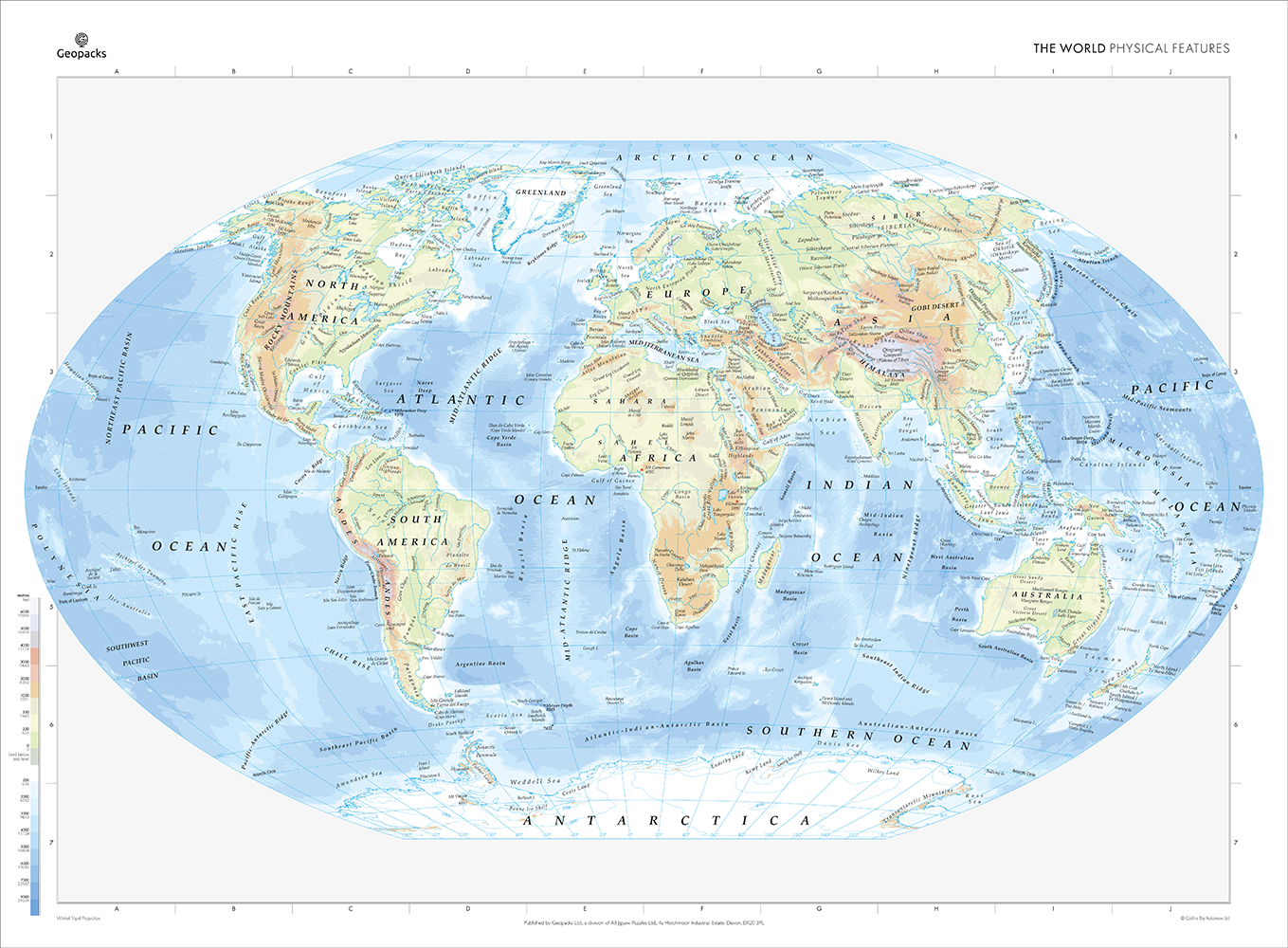 World Physical Features Map – Geopacks