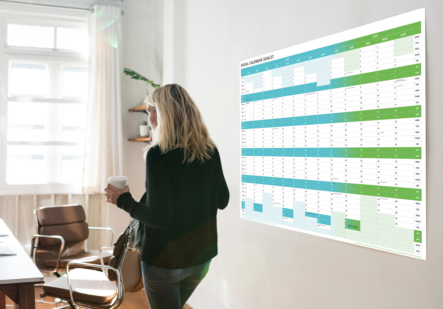 Tax Planner - 2026/27 Fiscal Wall Planner - Green (Giant 119x93cm)