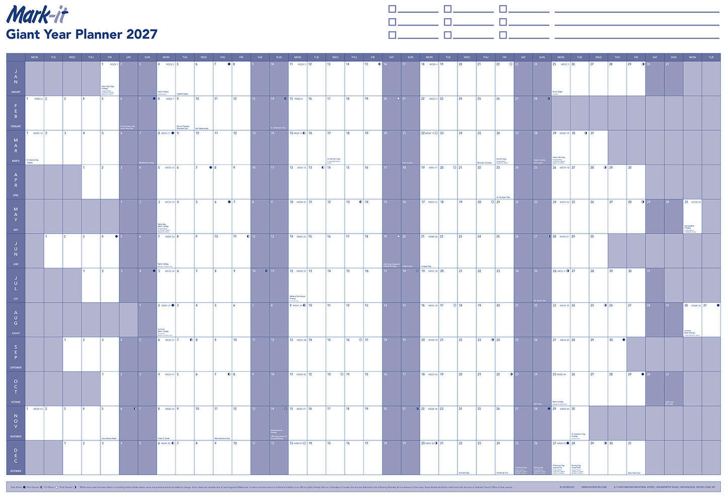 2027 YEARLY WALL PLANNER - MARK IT