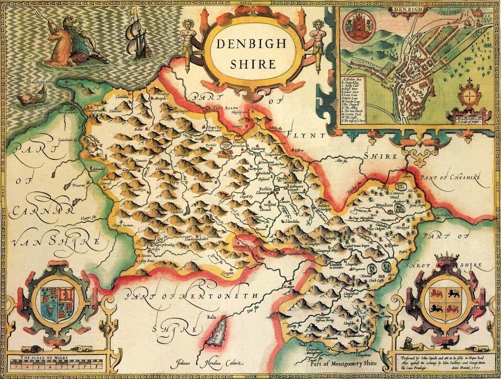 Denbighshire Historical Map 1000 Piece Jigsaw Puzzle (1610) - All Jigsaw Puzzles