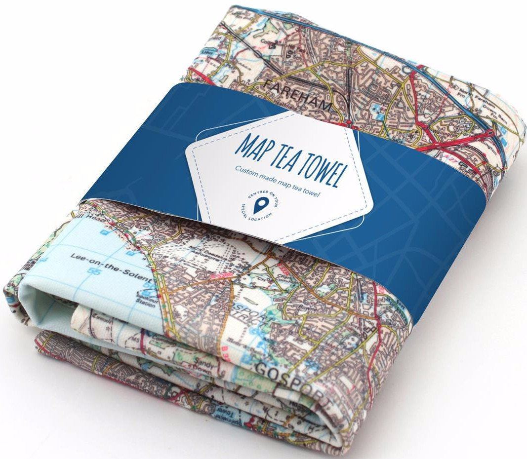 Map Gift - Personalised Cotton Map Tea Towel