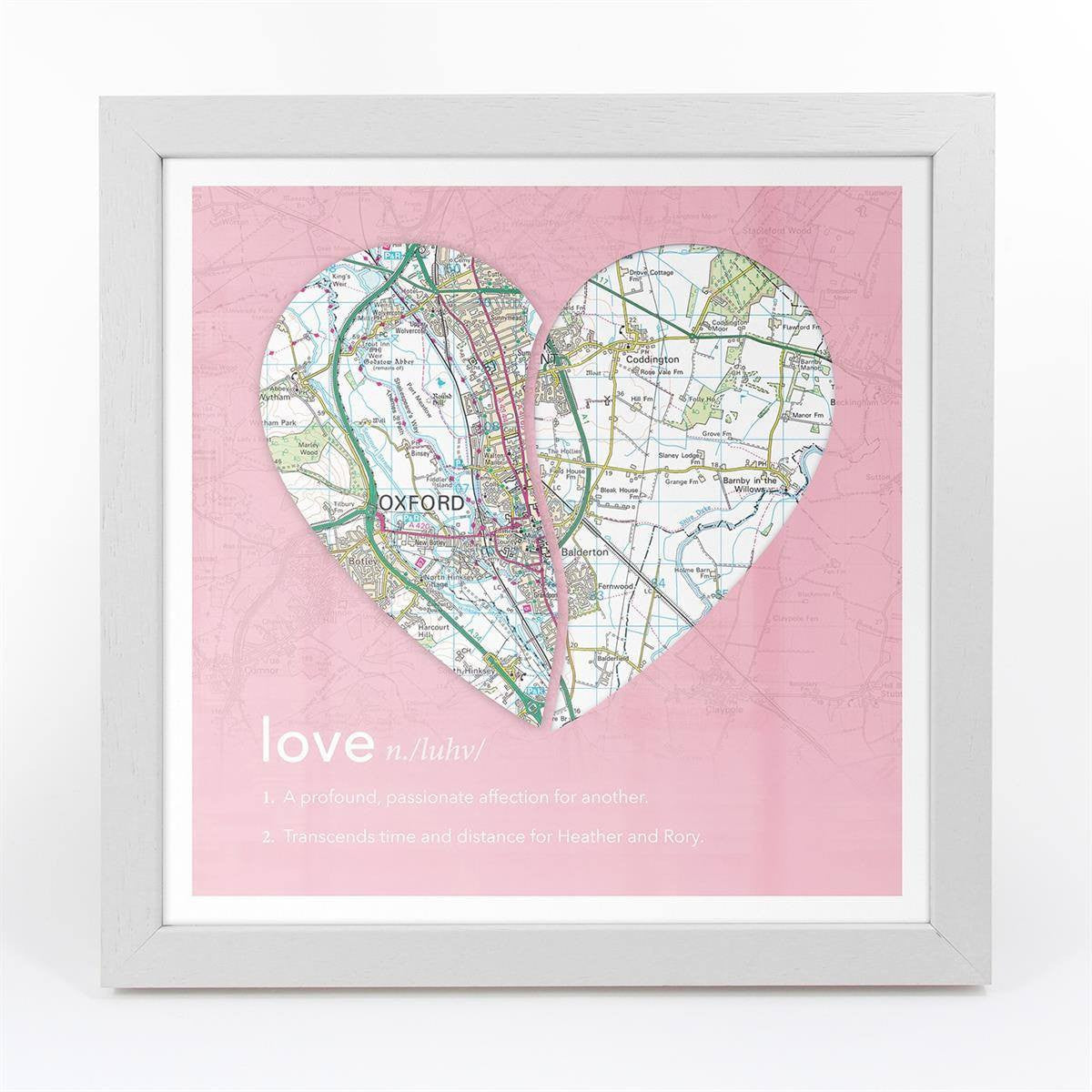 Joined Map Heart – Personalised Dictionary Definition Map Art - Love ...