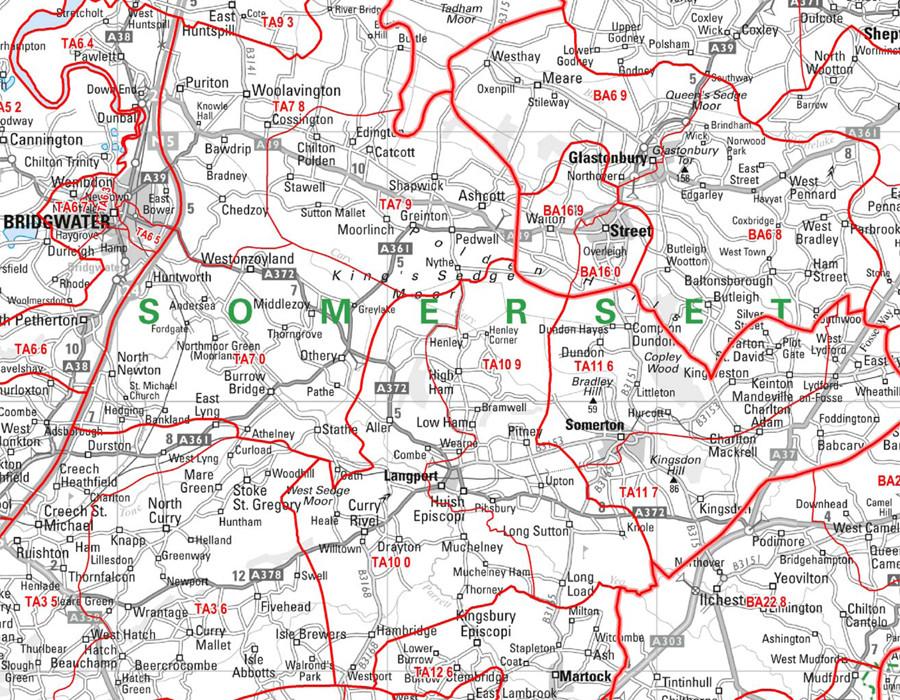 Wall Maps - Avon And Wiltshire (Bristol) Postcode Wall Map - Sector Map 6