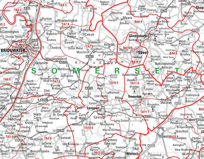 Wall Maps - Avon And Wiltshire (Bristol) Postcode Wall Map - Sector Map 6