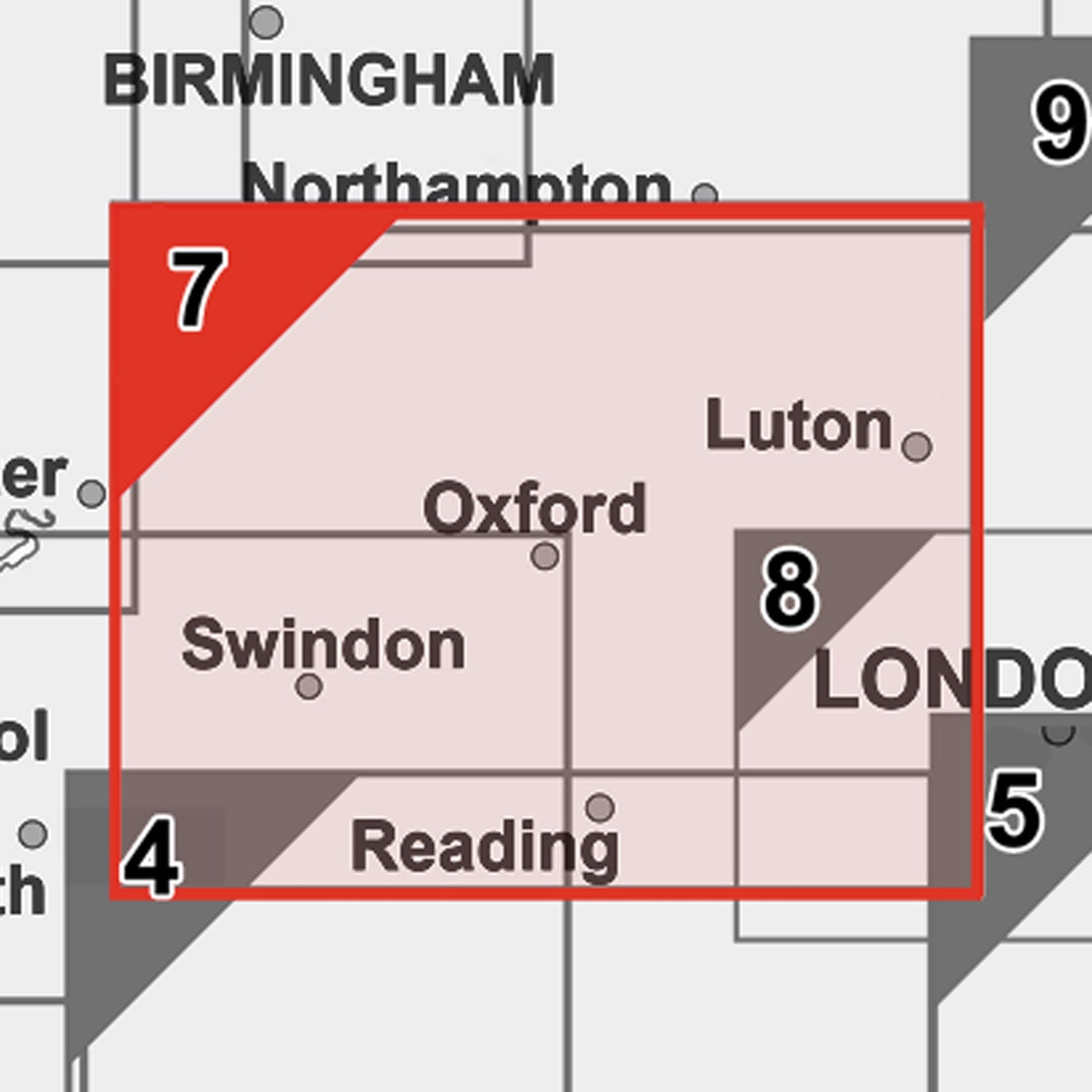 Wall Maps - Berkshire, Buckinghamshire And Oxfordshire Postcode Wall Map Sector Map 7