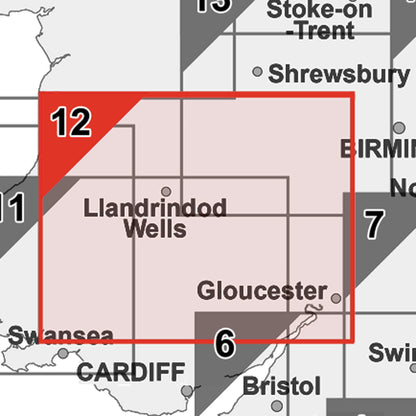 Wall Maps - Central Wales And Herefordshire Postcode Wall Map - Sector Map 12