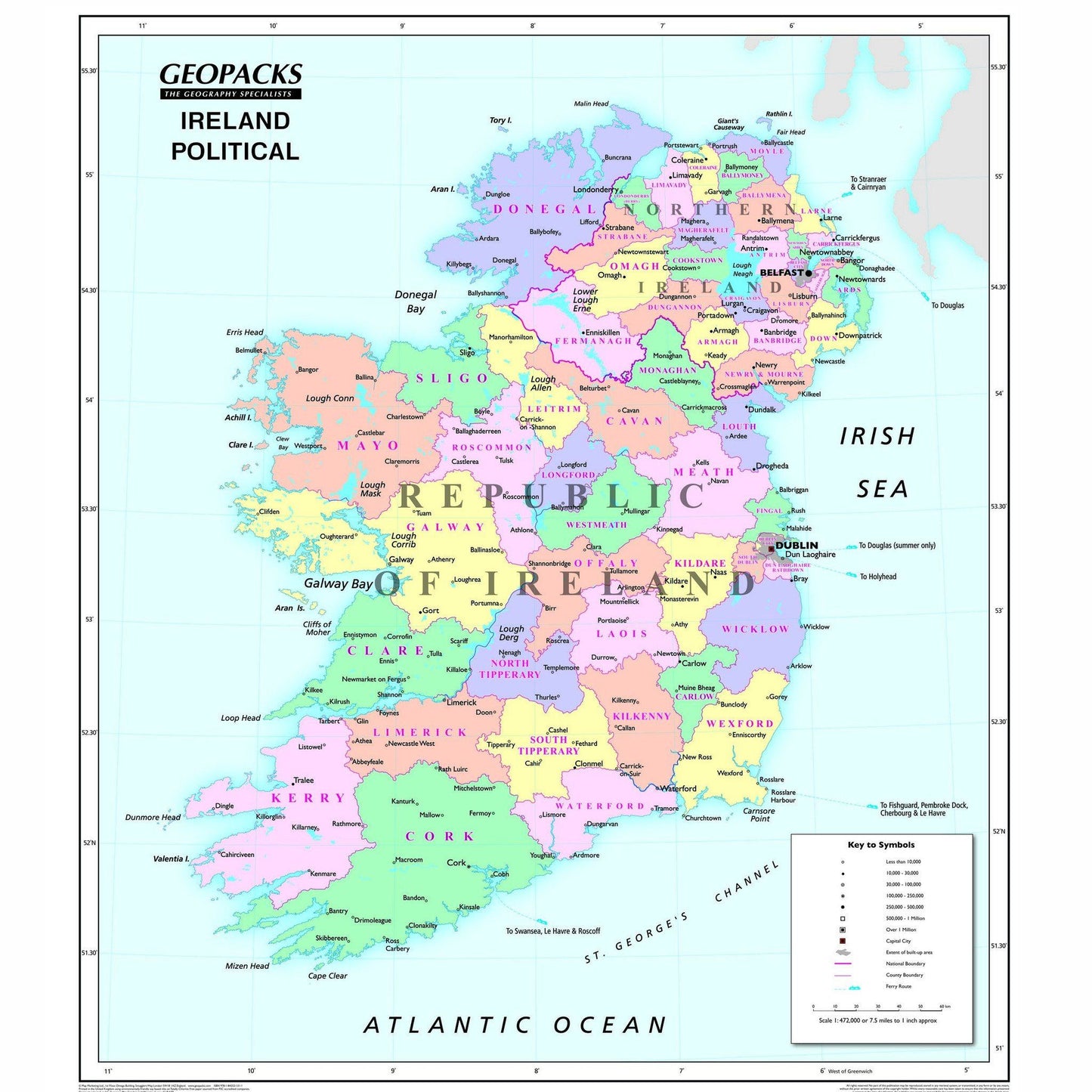 Wall Maps - Childrens Reversible Political/Physical Educational Wall Maps