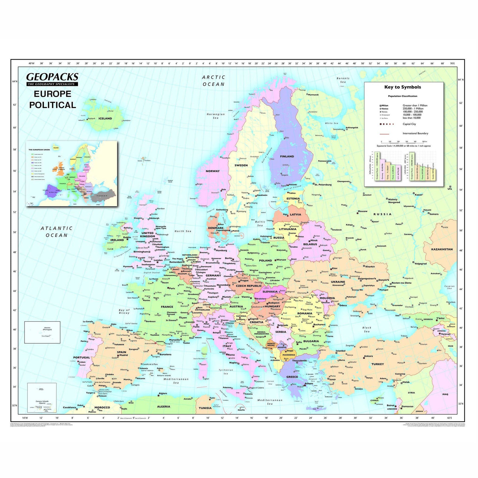 Wall Maps - Childrens Reversible Political/Physical Educational Wall Maps