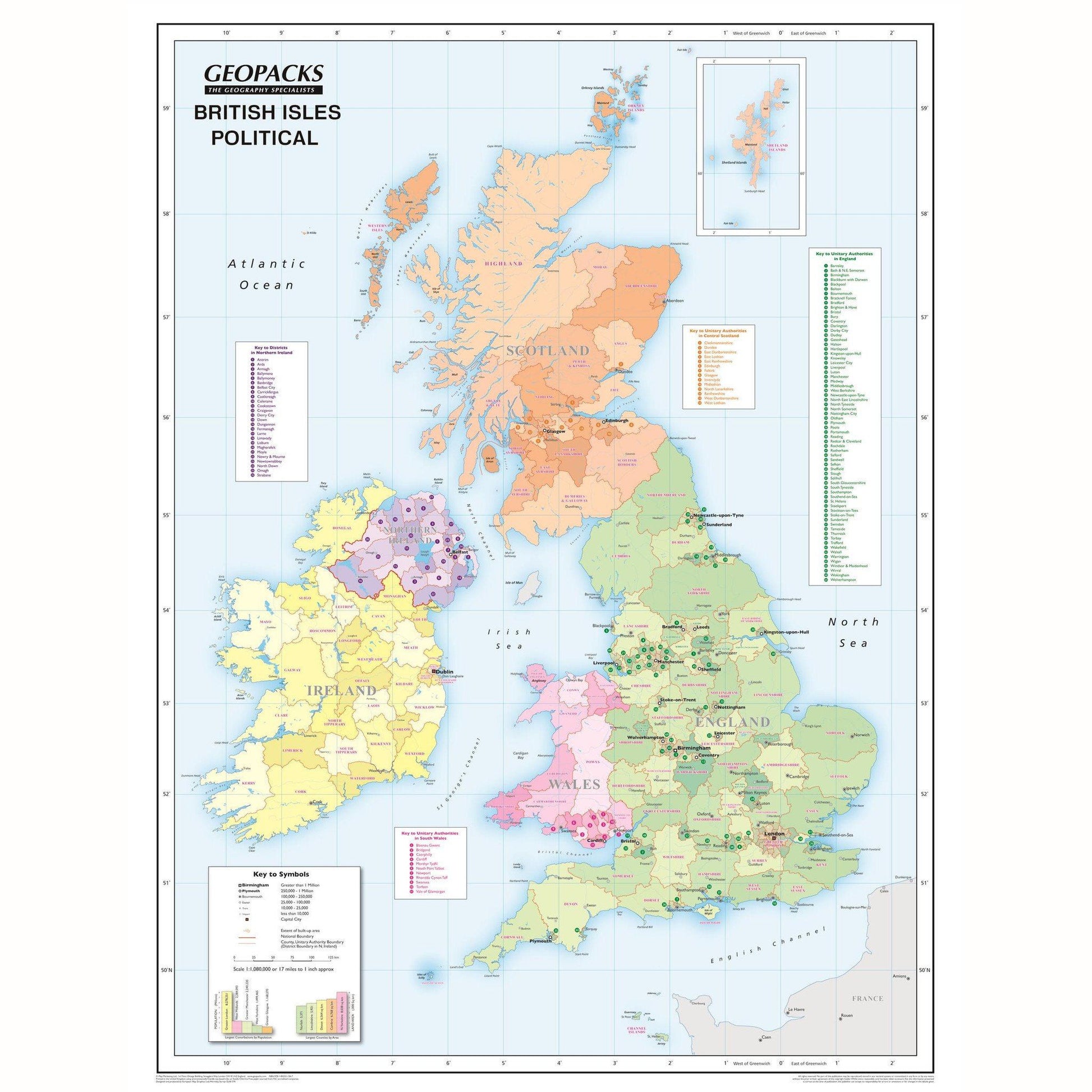 Wall Maps - Childrens Reversible Political/Physical Educational Wall Maps