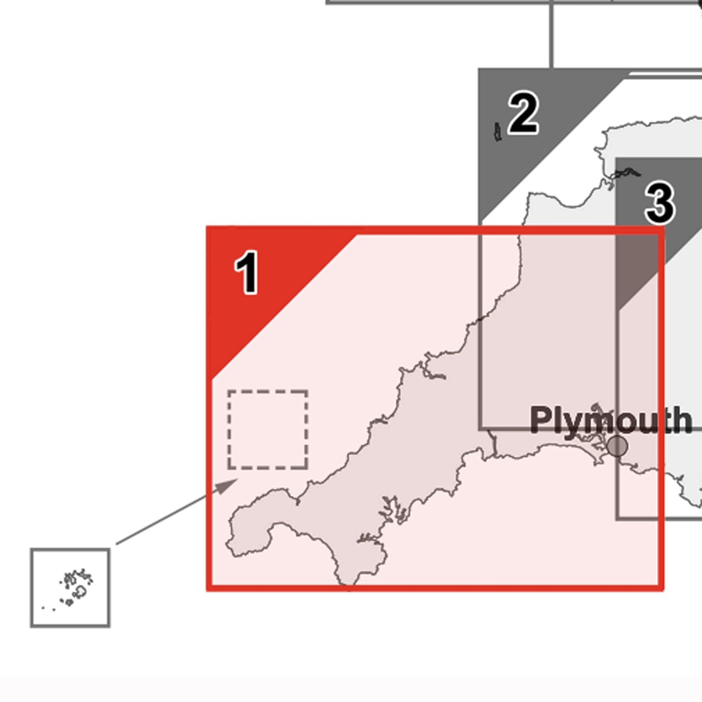Wall Maps - Cornwall And Scilly Isles Postcode Wall Map - Sector Map 1