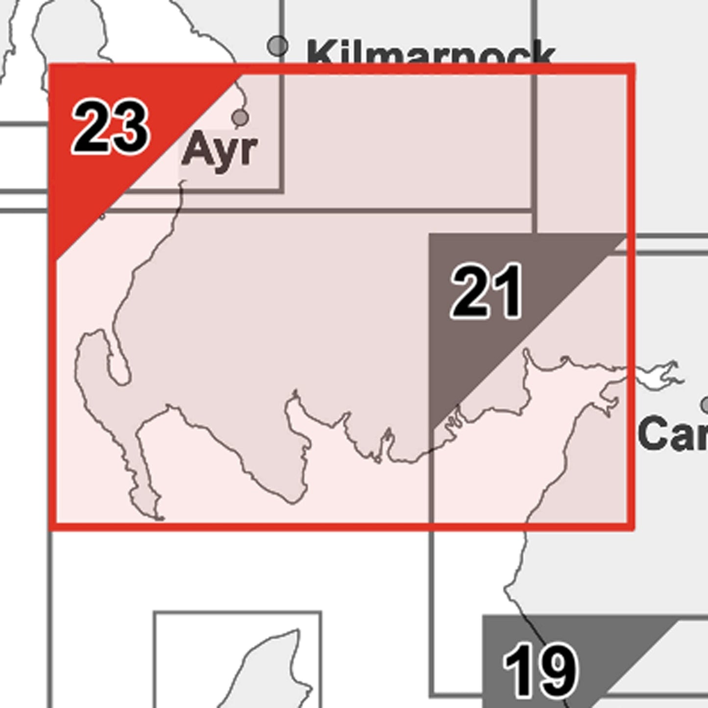 Wall Maps - Dumfries And South Ayrshire Postcode Wall Map - Sector Map 23