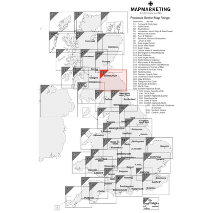 Wall Maps - Edinburgh And Borders Postcode Wall Map - Sector Map 26