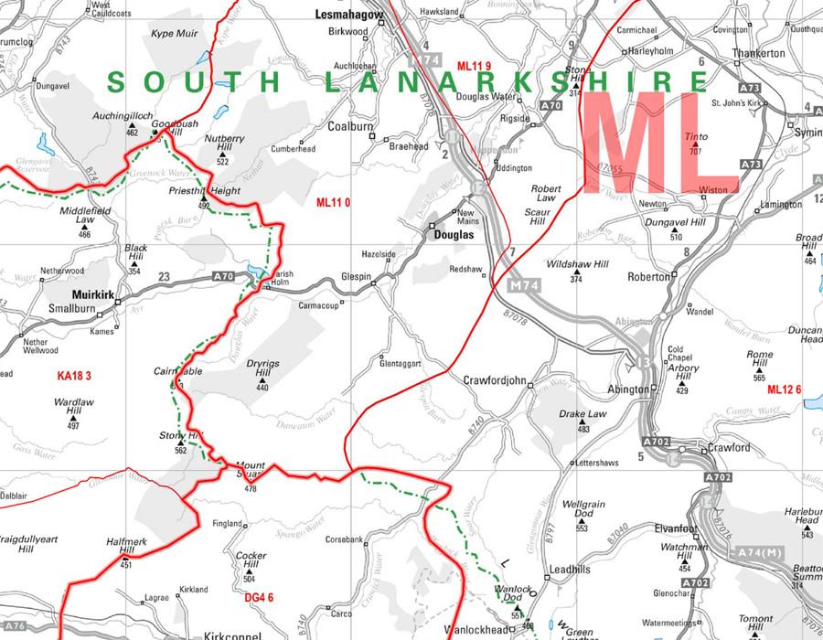 Wall Maps - Glasgow And The Clyde Postcode Wall Map Sector Map 25
